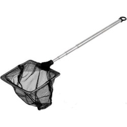 Unique Bargains 8.7 x 2.8 Stainless Steel Handle Landing Net Fishing Angler Mesh Gold Shrimp Black Silver Tone