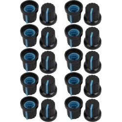 20Pcs 14.7mm x 14.5mm Plastic Potentiometer Volume Control Rotary Knob Cap Blue