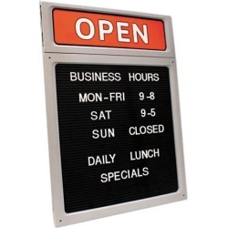 COSCO 098221 Message/Business Hours Sign, 15 x 20 1/2, Black/Red