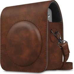 For Fujifilm Instax Mini 90 Camera Case Bag Cover with Removable Strap -Brown