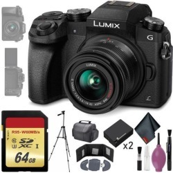 Panasonic Lumix DMC-G7 Mirrorless Micro Four Thirds Digital Camera w/ 14-42mm Lens (Black) - 64GB - Memory Card Wallet - Reader - Battery x2 - 72'