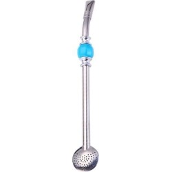 Stainless Steel Yerba Mate Straw Spoon Bombilla Tea Strainer Colander - Blue