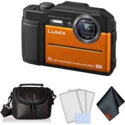 Panasonic Lumix Waterproof Digital Camera (Orange) - Bundle with LCD Screen Protectors + Carrying Case and MORE
