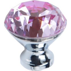 Crystal Knobs Aluminum Alloy Base Round Shaped Drawer Pull Handle Knob for Furniture Cupboard Wardrobe Dresser Pink