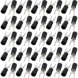 50 Pcs SV2-4S Pre Insulated U-Type Crimp Terminal Black for AWG 16-14 Wire