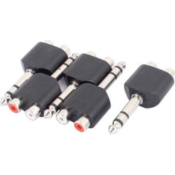 5Pcs Audio Y Shape Splitter 6.35mm 1/4' Stereo Male to 2 RCA Female Adapter