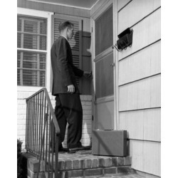 Posterazzi SAL2555019 Salesman Ringing the Doorbell of a House Poster Print - 18 x 24 in.