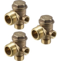 Air Compressor Check Valve 90 Degree Right Female Threaded Brass Connector 1/8' x 3/8' x 1/2' 3Pcs