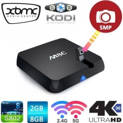 Amlogic S802 M8C Android Mini PC Quad Core Android 4.4 4K Smart Box XBMC Streaming Media Player with 5MP Video Camera for Skype Video Call XBMC.