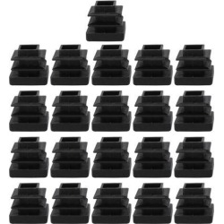 Plastic Square Furniture Foot Ending Tube Insert Cap Black 15mm x 15mm 21pcs