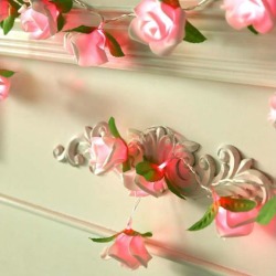 20led Battery LED Rose Christmas Lights Holiday String Lights Pink