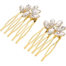 Crystal Rhinestone Wedding Pearls Hair Clip Comb Bride Rhinestone- Golden
