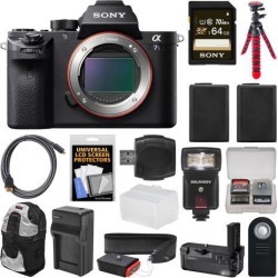 Sony Alpha A7S II 4K Wi-Fi Digital Camera Body with Sony VG-C2EM Grip + 64GB Card + Backpack + Flash + Battery & Charger + Flex Tripod + Kit
