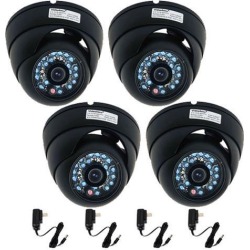 VideoSecu 4 Pack Weatherproof Outdoor Indoor Infrared Night Vision 1/3" CCD Security Camera 480TVL 3.6mm Wide View Angle Lens with 4 Power Supply for