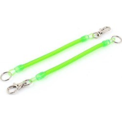 Unique Bargains 2Pcs Lobster Clasp Stretchy Spring Coil Keychain Keyring Key Holder Bright Green