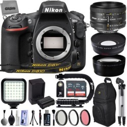 Nikon D810 36.3MP 1080P DSLR Camera w/ Wi-Fi & GPS Ready - 7 fps + 3 Lens - 21 to 100mm - 64GB- 30PC Kit - Nikon 50mm 1.8D - Opteka 2.2x Telephoto.