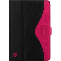 Soho Folding Stand Case Protector w/ built on Hand Strap for 9" to 10" Tablets Devices (Black / Pink)