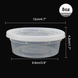 10pcs 8oz Plastic Food Storage Meal Prep Soup Containers Box with Lids Leak Resistant Stackable Reusable Microwave Freezer Safe