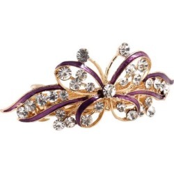 Unique Bargains Woman Girl Wedding Butterfly Style Faux Rhinestone Hair Clip Hairpin Purple