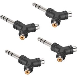 6.35mm Male to 2 RCA Female Y Shape Connector Stereo Audio Video Cable Adapter Splitter Black 4Pcs