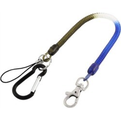 Carabiner Hook Spring Coil Telephone Cord Key Chain w Lobster Clasp