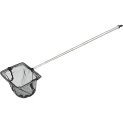 Unique Bargains 2.4' x 2.8' Square Telescopic Handle Landing Net Fishing Fish Angler Mesh Silver Tone Black