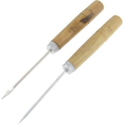 Unique Bargains Unique Bargains 2 Pcs Wooden Nonslip Handle Stitcher Curved Needle Sewing Awl