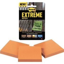 Post-it XTRM333TRYOG Extreme Notes, 3 in. x 3 in, Orange, 3 Pads/Pack, 45 Sheets/Pad