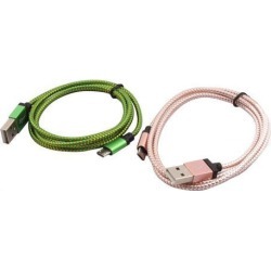 Cellphone PC Nylon Braided USB 2.0 A Male to Micro B Charger Data Cable 2pcs