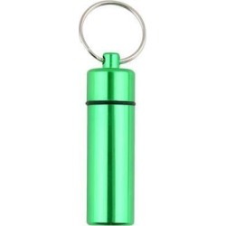 Aluminum Pill Box Case Bottle Cache Drug Holder Keychain Container Waterproof green