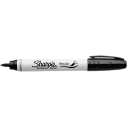 Sharpie 1810705 Permanent Marker, Brush Tip, Black, Dozen