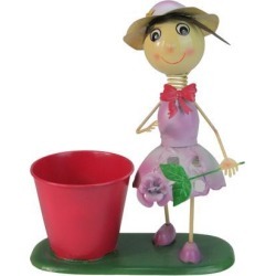 13' Red and Purple Girl with Flower Spring Outdoor Planter