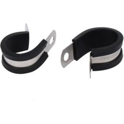 22mm Dia EPDM Rubber Lined P Clips Cable Hose Pipe Clamps Holder 2pcs