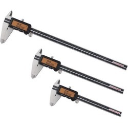 Accusize - 3 Pcs/Set, 6" + 8" + 12" Full Screen Yellow LCD Electronic Digital Caliper, Metric/Inch/Fraction, 1/128", #1110-18x3