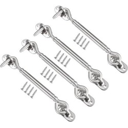5.9' Cabin Hook Eye Latch Gate Door Swivel Window Door Hook Stainless Steel with Mounting Screws 4pcs