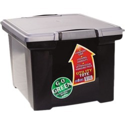 Storex 61543U01C Portable File Tote w/Locking Handle Storage Box, Letter/Legal, Black