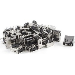 30pcs 90 Degree 4-Pin DIP Through Point PCB Mount USB A Female Jack Socket