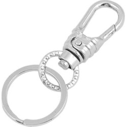 Silver Tone Metal Spring Loaded Clasp Keyfob Key Chain