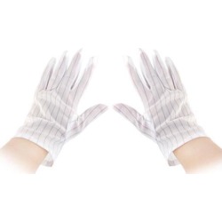 Unique Bargains 10 Pcs Computer Working Stripe Print Anti-static Gloves Size M
