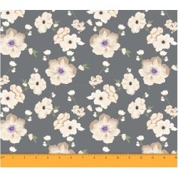 Soimoi Dressmaking 60 GSM Floral Printed Cotton Fabric For Sewing By The Meter 58 Inches Wide - Gray