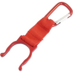 Camping Nylon Cord Red D Shaped Carabiner Key Chain + Bottle Holder