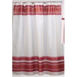Carnation Home Fashions Fleur Fabric Shower Curtain in Burgundy