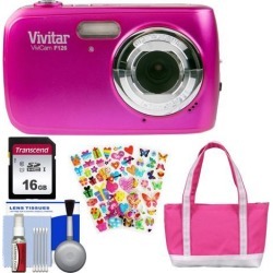 Vivitar ViviCam F126 Digital Camera + Kids Bundle (Pink)