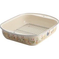 Paula Deen Enamel-on-Steel Roaster with Removable Chrome Rack, 14-Inch x 12-Inch, Garden Rooster