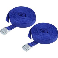 10M x 25mm Lashing Strap Cargo Tie Down Straps w Cam Lock Buckle 250Kg Work Load, Blue, 2Pcs