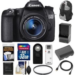 Canon EOS 70D Digital SLR Camera & EF-S 18-55mm IS STM Lens with 32GB Card + Battery & Charger + Backpack Case + Filter + HDMI Cable + Accessory Kit