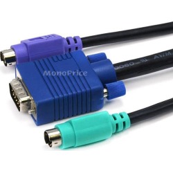 Monoprice Molded 3-In-1 KVM Cables, SVGA PS/2 M/M - 10FT (Black)