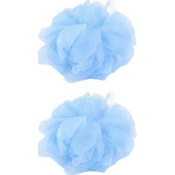 Bathroom Body Washing Bath Sponge Shower Pouf Puff Light Blue 2 Pcs