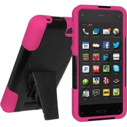Amzer Double Layer Hybrid Case with Kickstand - Black/ Hot Pink for Amazon Fire Phone