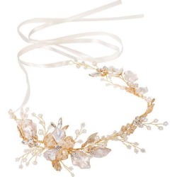 Crystal Pearls Floral Vine Headband Tiara Wedding Bride Prom Hair Accessory